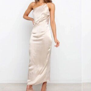 Petal & Pup Tienna Satin Midi Dress Size US 4 Champagne Formal Event Wedding